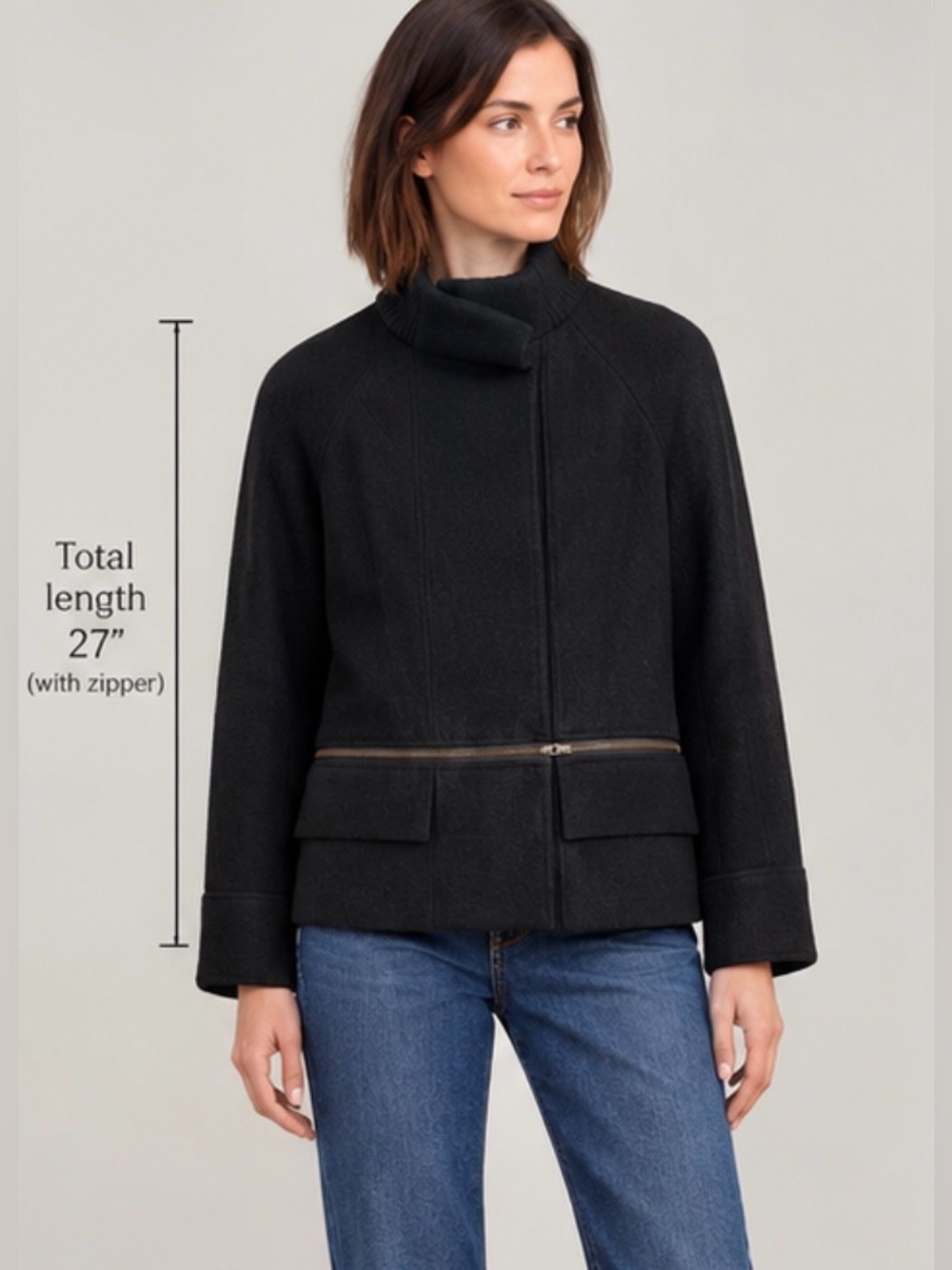 Vince - women’s 100% Wool Convertible double breasted jacket black Pea Coat XS